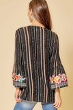 South Beach Embroidered Top, Black