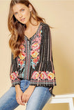 South Beach Embroidered Top, Black