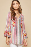 South Beach Embroidered Top, Striped