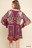 Floral Ruffle Sleeve Dress, Magenta