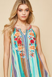 Striped Embroidered Tank Top