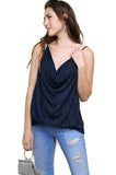 Lurex Cowl Neck Tank Top, Blue