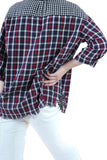 Plaid Button Up Top, Navy