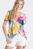 splatter tie dye sequin pocket top tunic