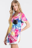 Splatter Tie Dye Sequin Top, Yellow