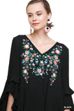 umgee Layered Ruffle Sleeve Dress, Black