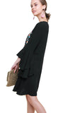 Layered Ruffle Sleeve Dress, Black