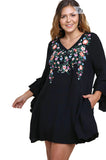 Layered Ruffle Sleeve Dress, Black