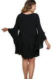 Layered Ruffle Sleeve Dress, Black