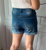 Dark Wash Mid-Rise Denim Shorts