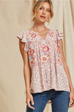 savanna jane Leopard Floral Embroidered Top andree by unit