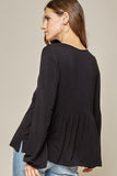 Embroidered Plaid Babydoll Top