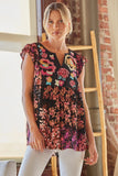 Floral Embroidered Top, Black