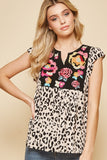 Leopard Embroidered Top