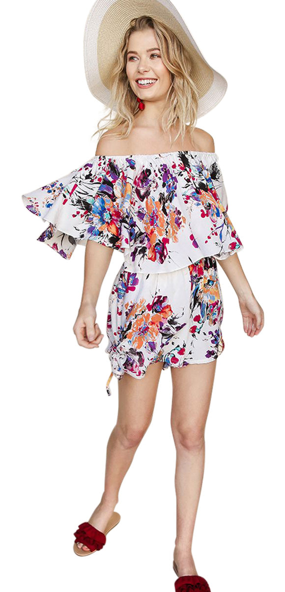 UMGEE USA OFF THE SHOULDER FLORAL ROMPER