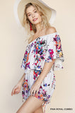 Floral Off Shoulder Romper, Pink Royal
