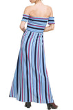 Striped Ruffle Tulip Maxi Dress, Blue