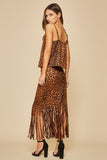 Leopard Fringe Skirt