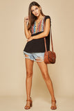 Leopard & Serape Embroidered Top