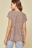 Leopard Embroidered Peplum Top
