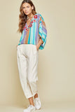 Striped Embroidered Poncho Top