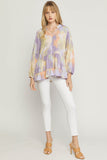 V-Neck Tiered Top, Lavender