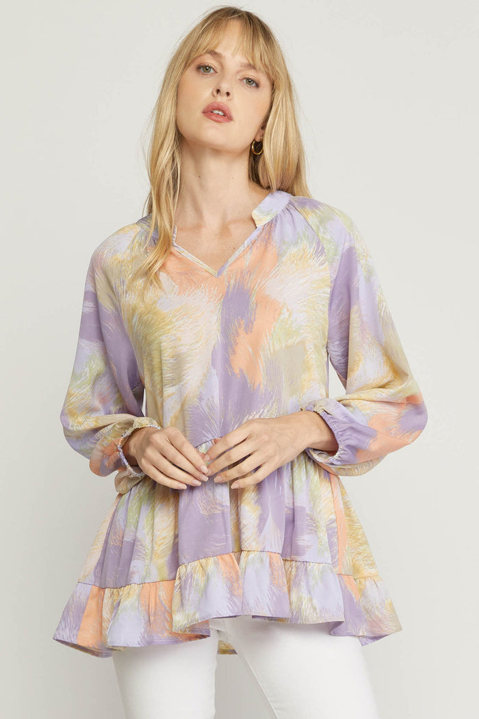 entro USA V-neck Tiered Blouse