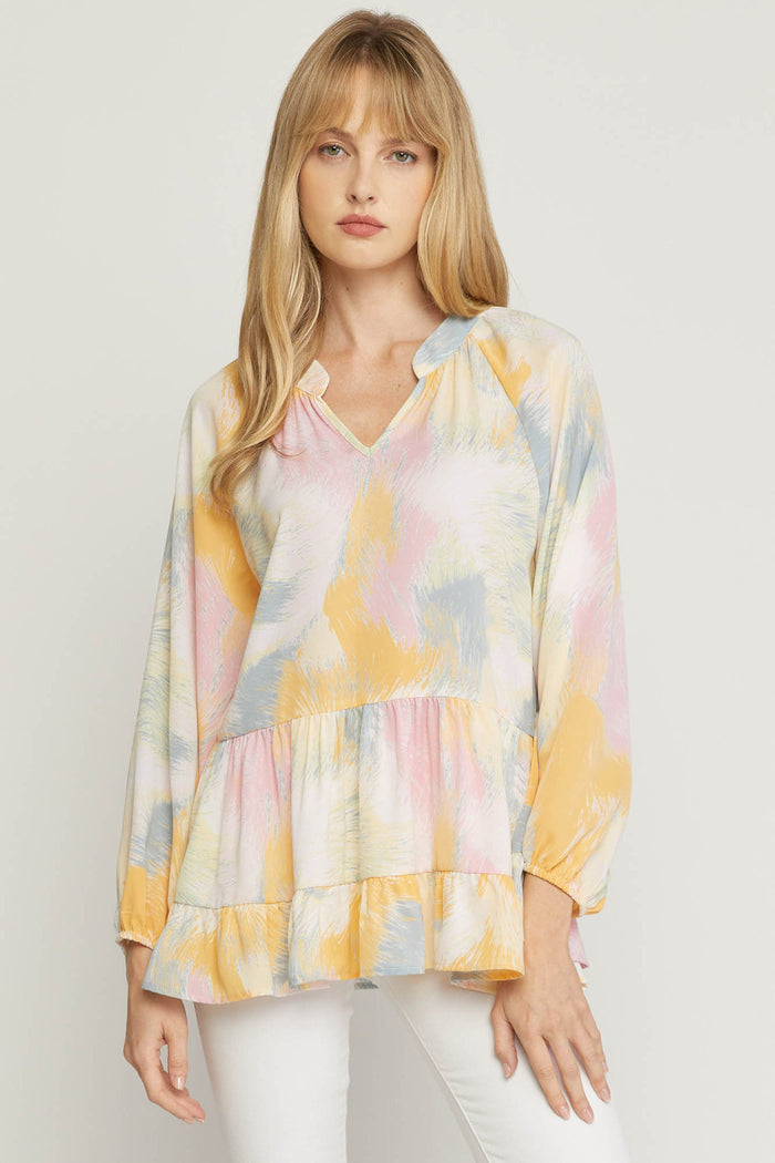 entro USA V-neck Tiered Blouse
