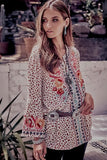 Leopard Embroidered Top, Cream / Camel
