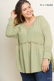 Babydoll Striped Top, Sage