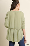 Babydoll Striped Top, Sage