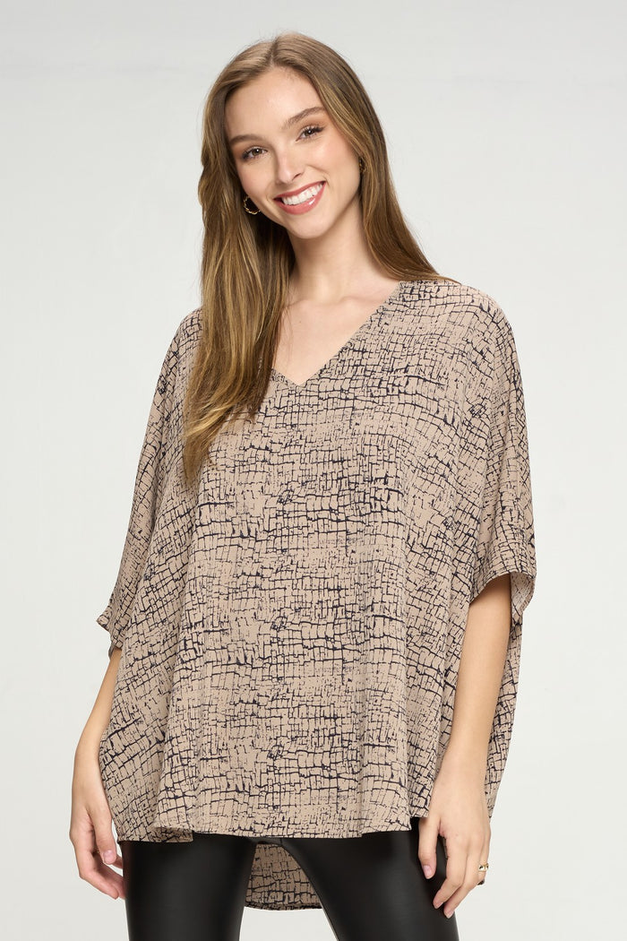 Adrienne animal print poncho tunic top