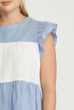Mixed Print Tiered Top, Blue