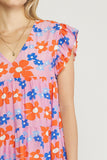 Floral Tiered Babydoll Dress, Pink