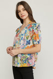 Floral Ruffle Sleeve Blouse