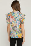 Floral Ruffle Sleeve Blouse