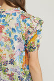 Floral Ruffle Sleeve Blouse