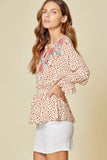 Embroidered Leopard Dolman Sleeve Top