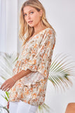 Floral Ruffle Sleeve Top, Sage