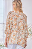 Floral Ruffle Sleeve Top, Sage