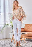 Floral Ruffle Sleeve Top, Sage