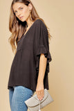 Ruffle Sleeve Top, Black