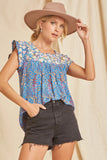 Andree by unit / Savanna Jane Flutter Sleeve Embroidered Top