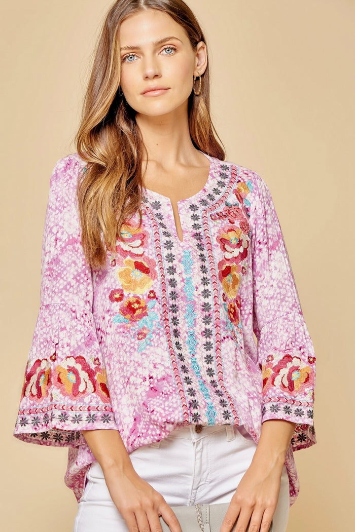 andree by unit / savanna jane South Beach Embroidered Top, lavender