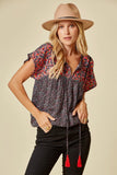Andree by Unit savanne jane Leopard Babydoll Embroidered Top
