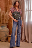 Camo Babydoll Embroidered Top