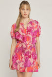 ENTRO USA Floral Smocked Waist Mini Dress