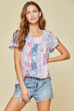 Floral Flutter Sleeve Blouse