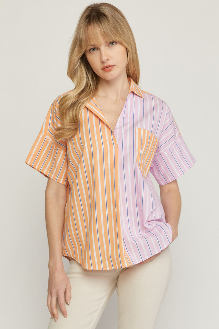 entro USA Color Block Striped Top