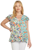 Mixed Print Surplice Top